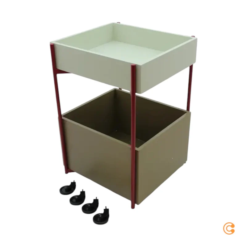 Hübsch Interior Fresh Trolley Wagen H70cm khaki burgundy Esche SIEHE TEXT/FOTO
