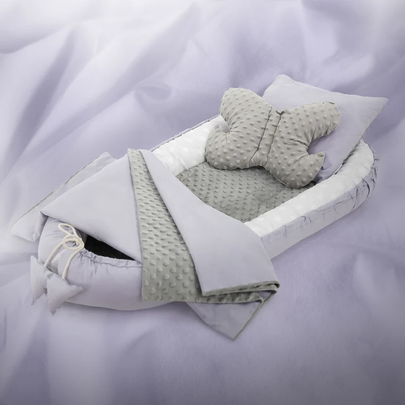 Babynest Set 5 Tlg. 90x50 cm Elefantmuster aus Baumwolle Joyz