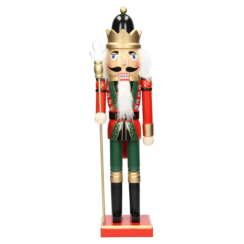 Nussknacker Figur mit schwarze Krone und Zepter 25 cm aus Holz