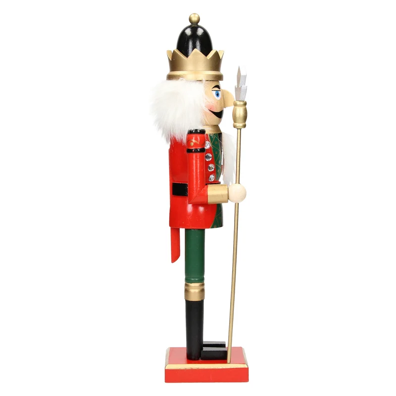 Nussknacker Figur mit schwarze Krone und Zepter 25 cm aus Holz