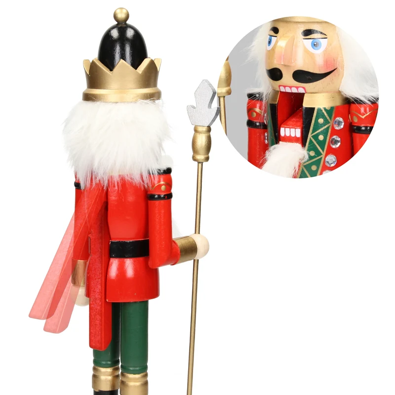 Nussknacker Figur mit schwarze Krone und Zepter 25 cm aus Holz