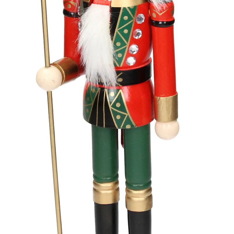 Nussknacker Figur mit schwarze Krone und Zepter 25 cm aus Holz