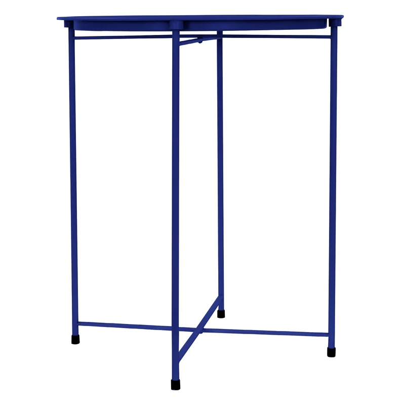 Beistelltisch rund Ø 46x51 cm Blau aus Metall mit Tablett ML-Design