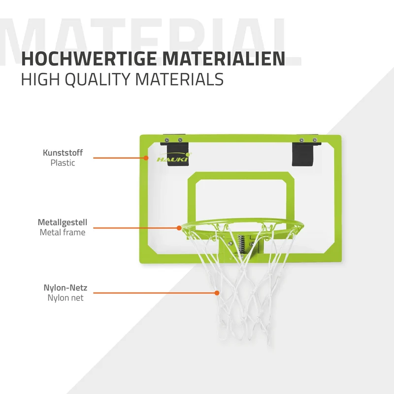 Basketballkorb Set mit 3 Bällen 58x40 cm Grün aus Nylon und Kunststoff
