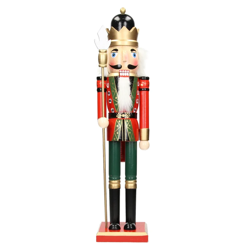 Nussknacker Soldat mit schwarzer Krone und Zepter 50 cm aus Holz