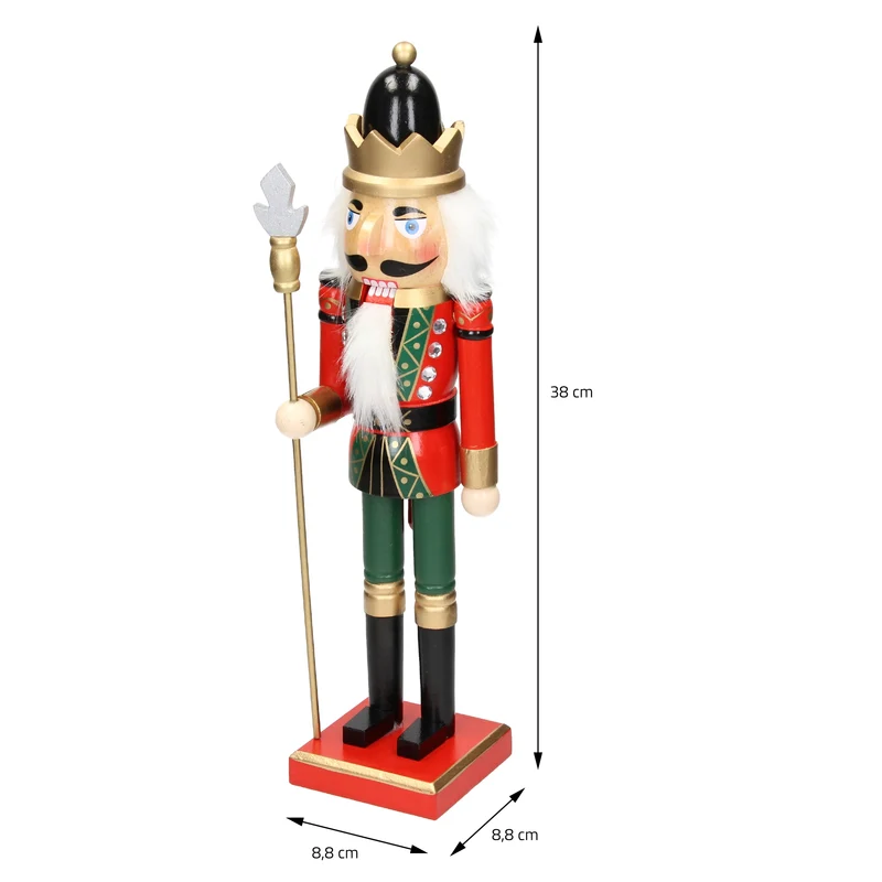 Nussknacker Soldat mit schwarzer Krone und Zepter 38 cm aus Holz