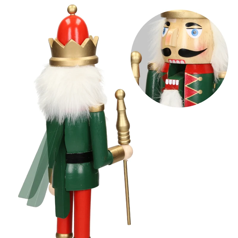 Nussknacker Soldat mit roter Krone und Zepter 38 cm aus Holz