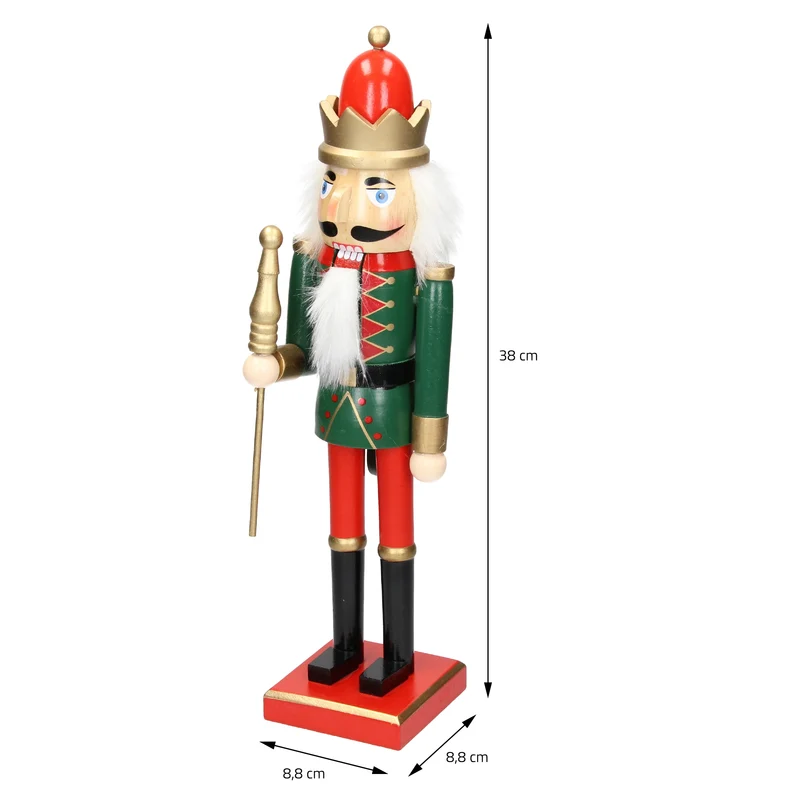 Nussknacker Soldat mit roter Krone und Zepter 38 cm aus Holz