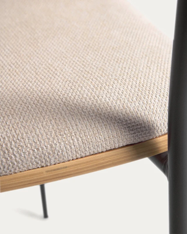 B-Ware Kave Home Stuhl Sessel Maureen Holz Beige Metall Eichenfurnier Naturausführung
