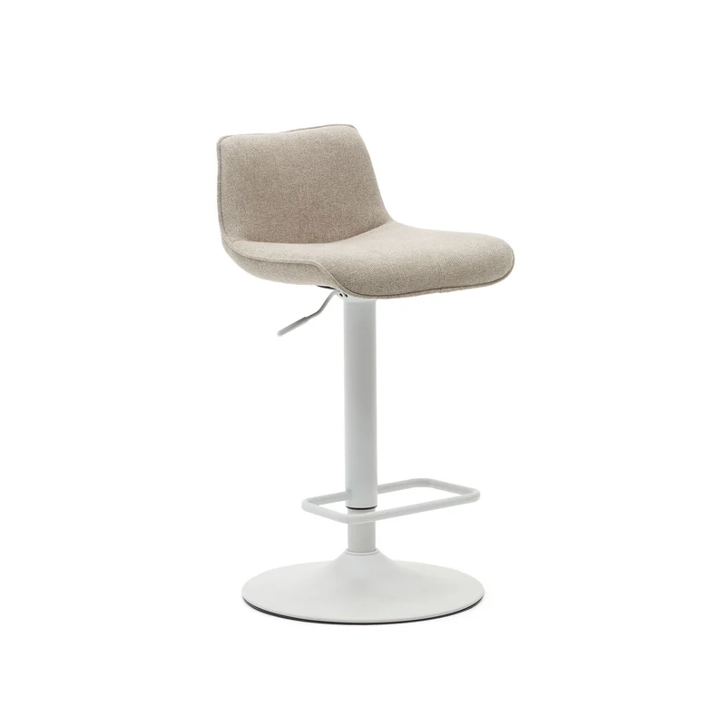 B-Ware Kave Home Barhocker Hocker Zenda Weiss Stoff Verstellbar 81-102 cm Fachkräfte