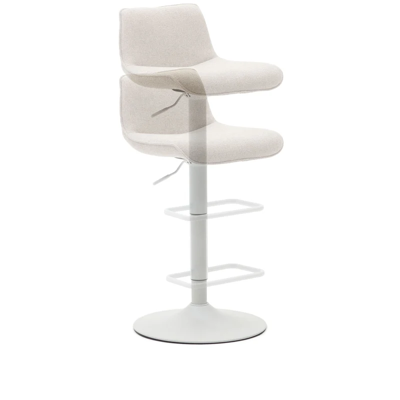 B-Ware Kave Home Barhocker Hocker Zenda Weiss Stoff Verstellbar 81-102 cm Fachkräfte
