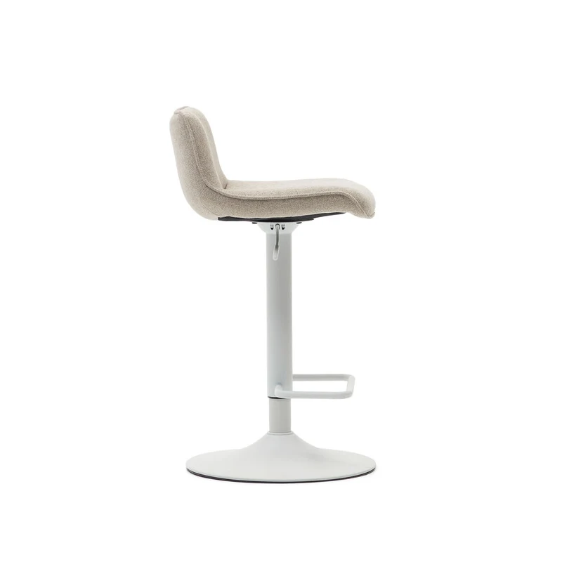 B-Ware Kave Home Barhocker Hocker Zenda Weiss Stoff Verstellbar 81-102 cm Fachkräfte