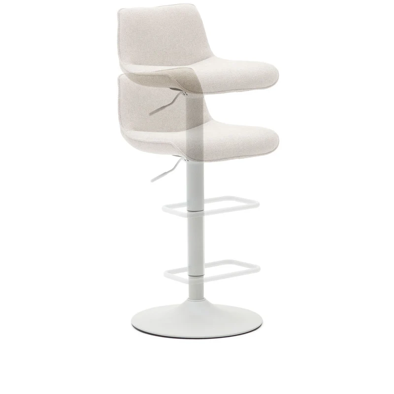 B-Ware Kave Home Barhocker Hocker Zenda Weiss Stoff Verstellbar 81-102 cm Fachkräfte