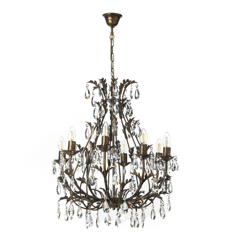 B-Ware Kronleuchter Hängeleuchte Botte Bronze Metall Kristall achtflammig dimmbar 55 cm