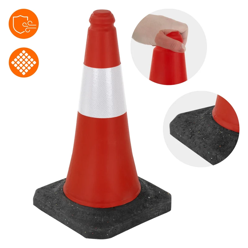10er Set Verkehrsleitkegel Verkehrshütchen Pylone reflektierend beschwert 51cm Rot/Weiß mit schwerem Fuß