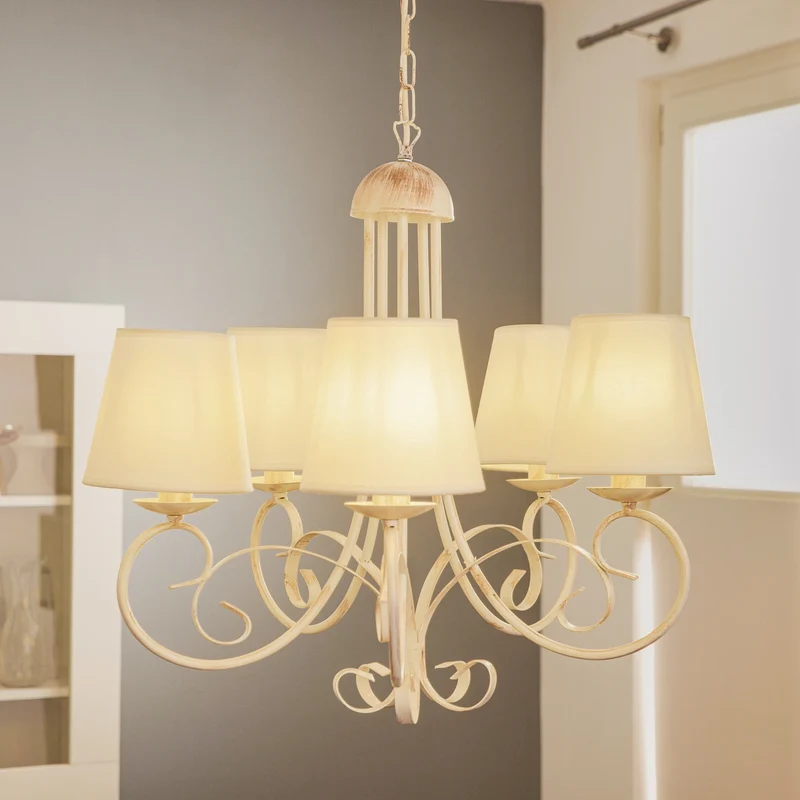 B-Ware Kronleuchter Lampe Leuchter Pompei weiß antik Schirm Deckenlampe Beleuchtung