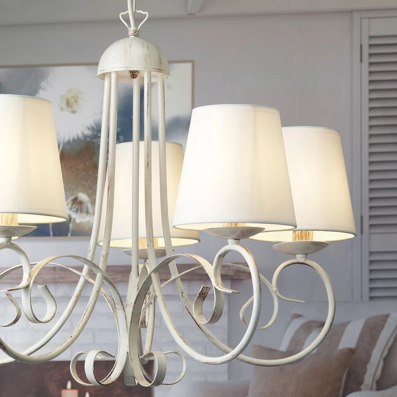 B-Ware Kronleuchter Lampe Leuchter Pompei weiß antik Schirm Deckenlampe Beleuchtung