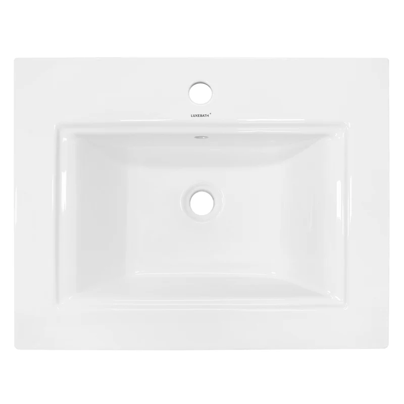 B-Ware Waschbecken Eckigform mit Überlauf 60,5x46,5x16 cm Weiß aus Keramik