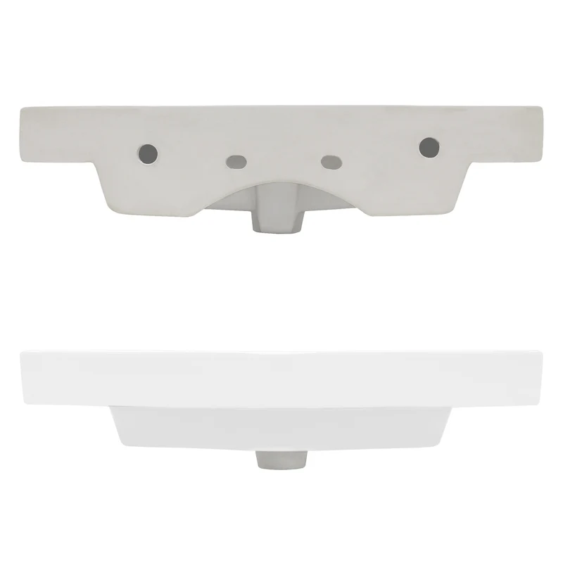 B-Ware Waschbecken Eckigform mit Überlauf 60,5x46,5x16 cm Weiß aus Keramik