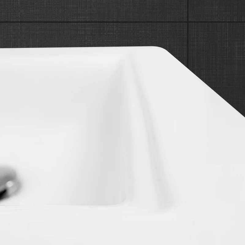 B-Ware Waschbecken Eckigform mit Überlauf 60,5x46,5x16 cm Weiß aus Keramik