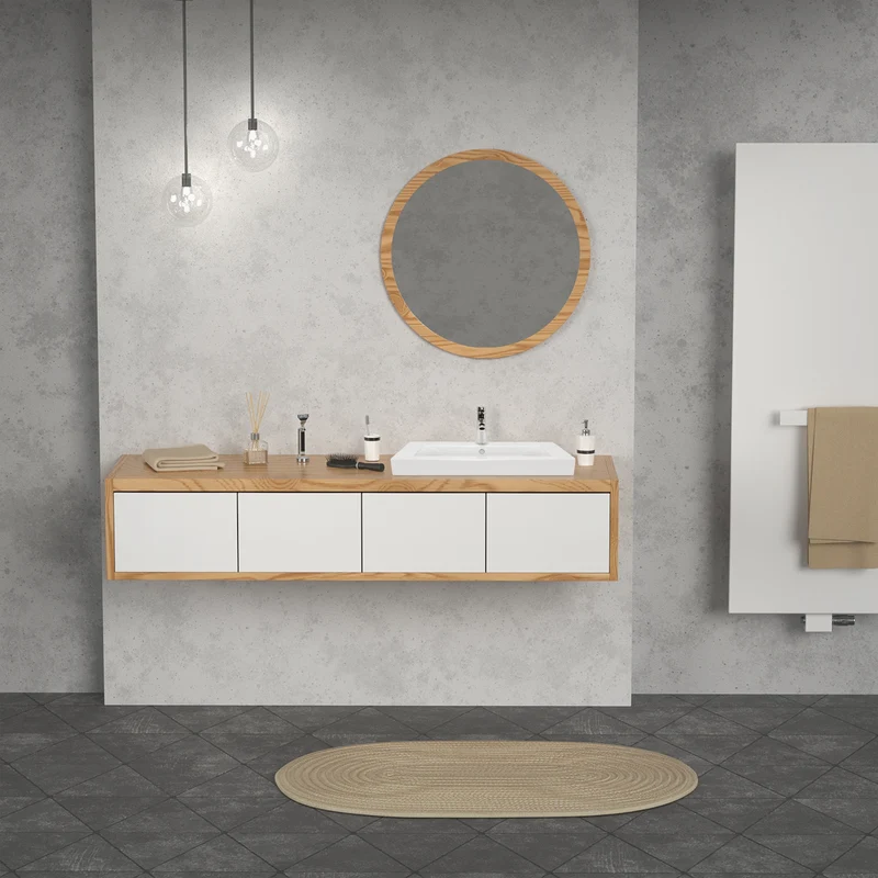 B-Ware Waschbecken Eckigform mit Überlauf 60,5x46,5x16 cm Weiß aus Keramik