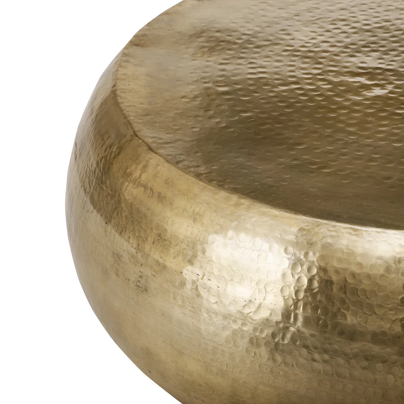 B-Ware Couchtisch Ø 80x30 cm Gold aus Aluminium-Legierung in Hammerschlag-Technik WOMO-Design