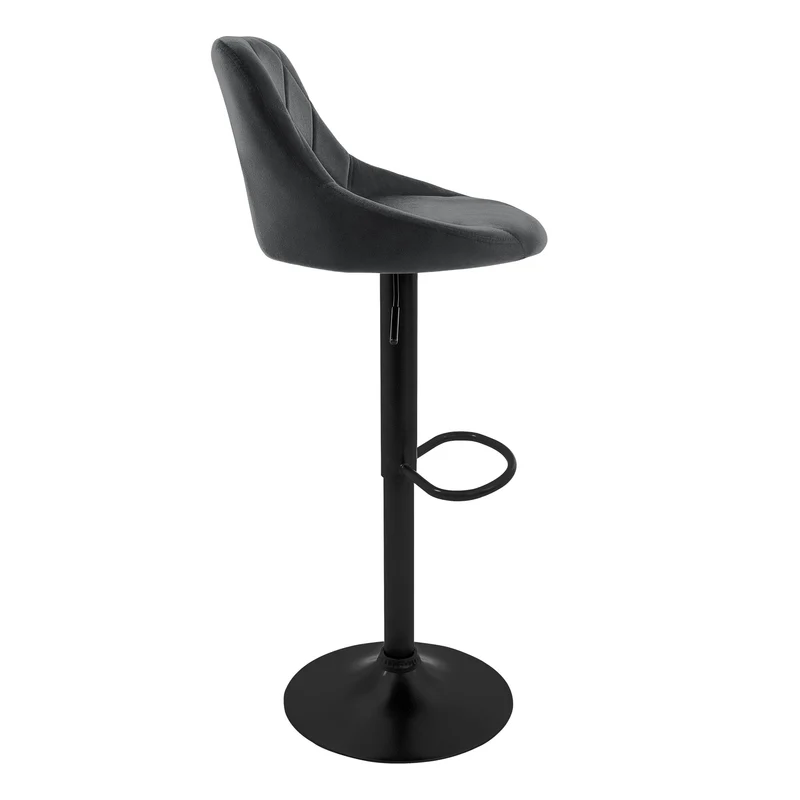 Barhocker 2er Set Grau Samtbezug mit Rückenlehne und Fußstütze höhenverstellbar 62-82cm ML-Design