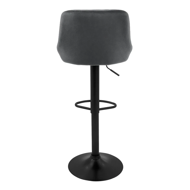 Barhocker 2er Set Grau Samtbezug mit Rückenlehne und Fußstütze höhenverstellbar 62-82cm ML-Design