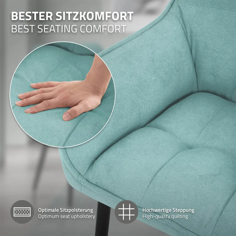 Esszimmerstuhl Petrol aus Frotteestoff mit dickem gepolsterter Sitz ML-Design