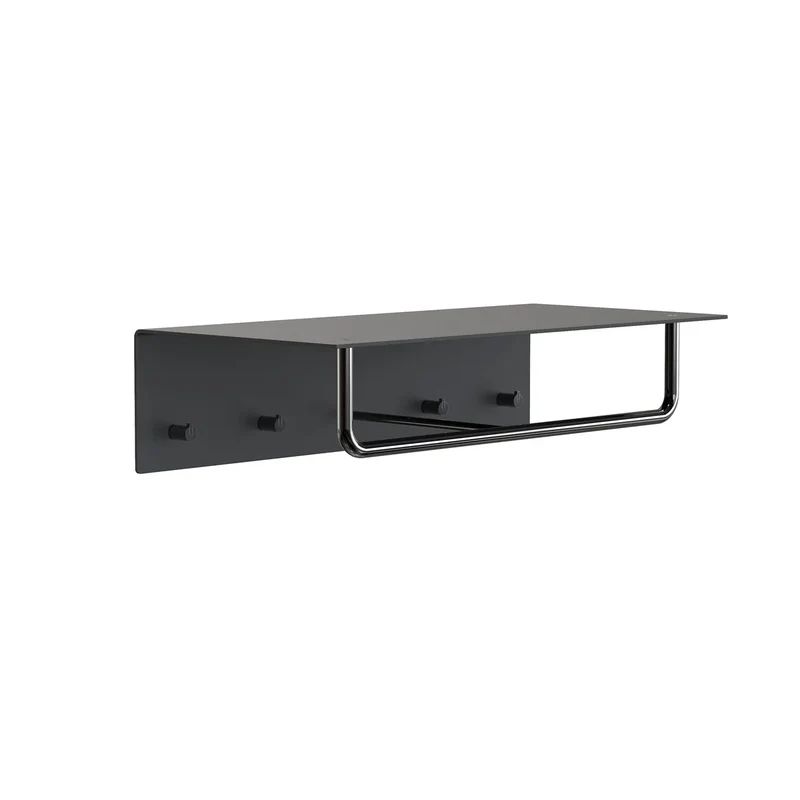 B-Ware Frost Wandgarderobe Garderobenleiste Haken Stange 600 mm schwarz Aluminium Unu