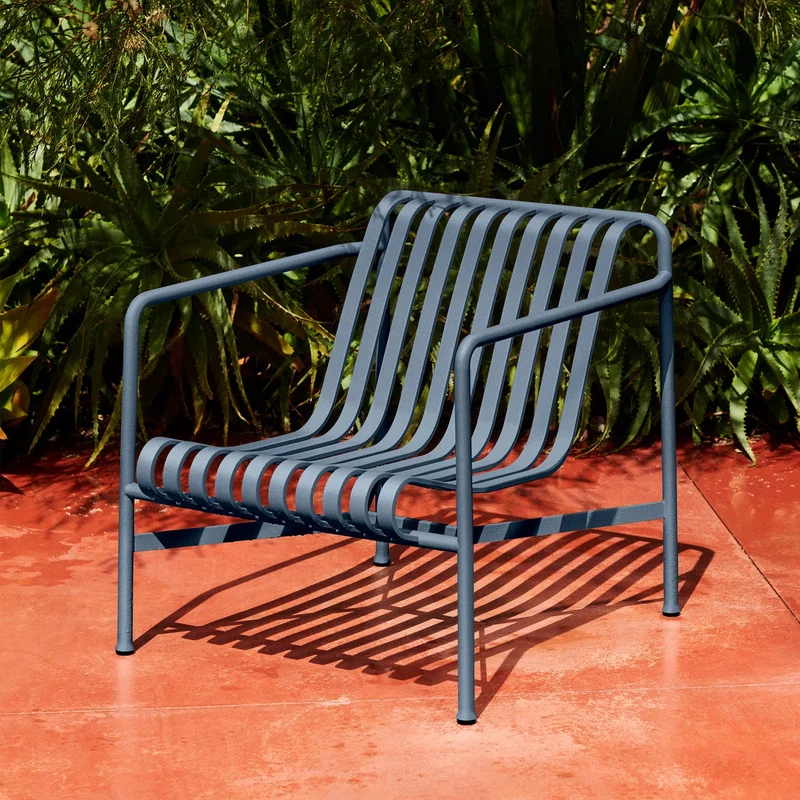 B-Ware HAY Lounge Sessel Stuhl Palissade Chair Low Gartenstuhl Dunkelblau Outdoor