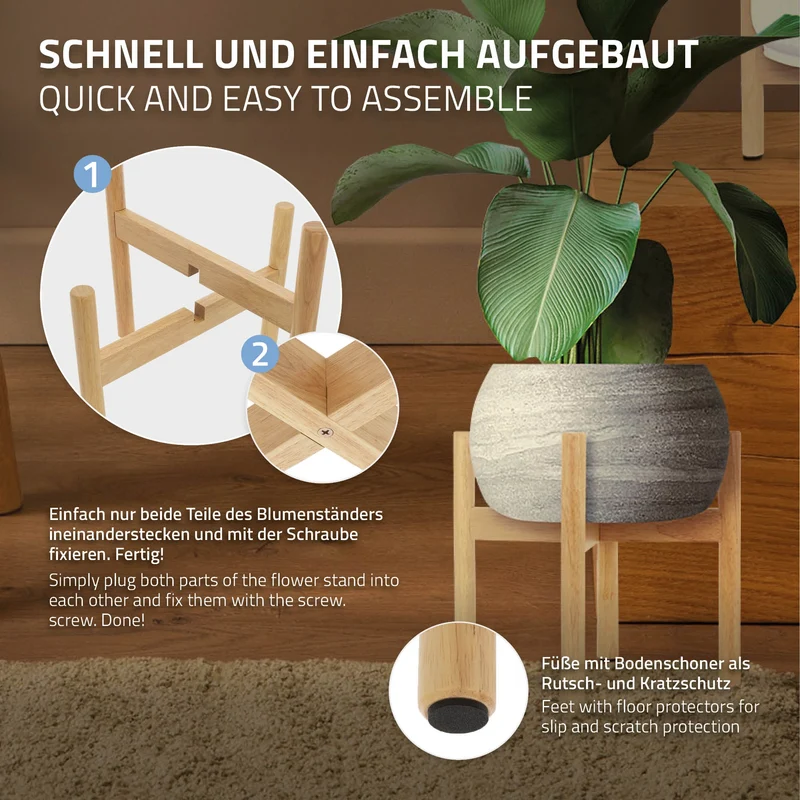 Blumenständer 25x25x30 cm Braun aus Holz ML-Design