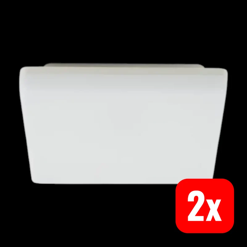 2x B-Ware PRIOS Deckenlampe Deckenleuchte LED Lampe Weiß Kunststoff Eckig 22 cm 2 STÜCK