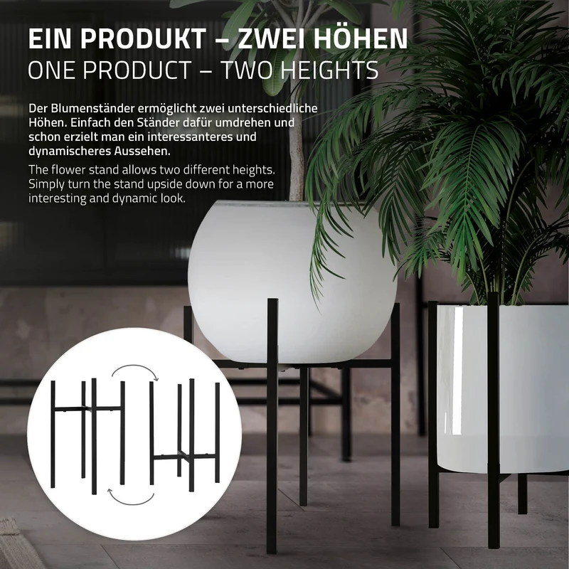 Blumenständer verstellbar 25-36 cm Schwarz aus Metall ML-Design
