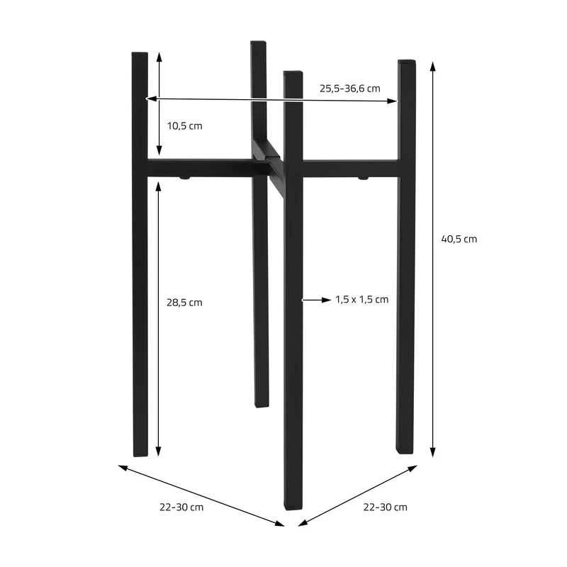 Blumenständer verstellbar 25-36 cm Schwarz aus Metall ML-Design