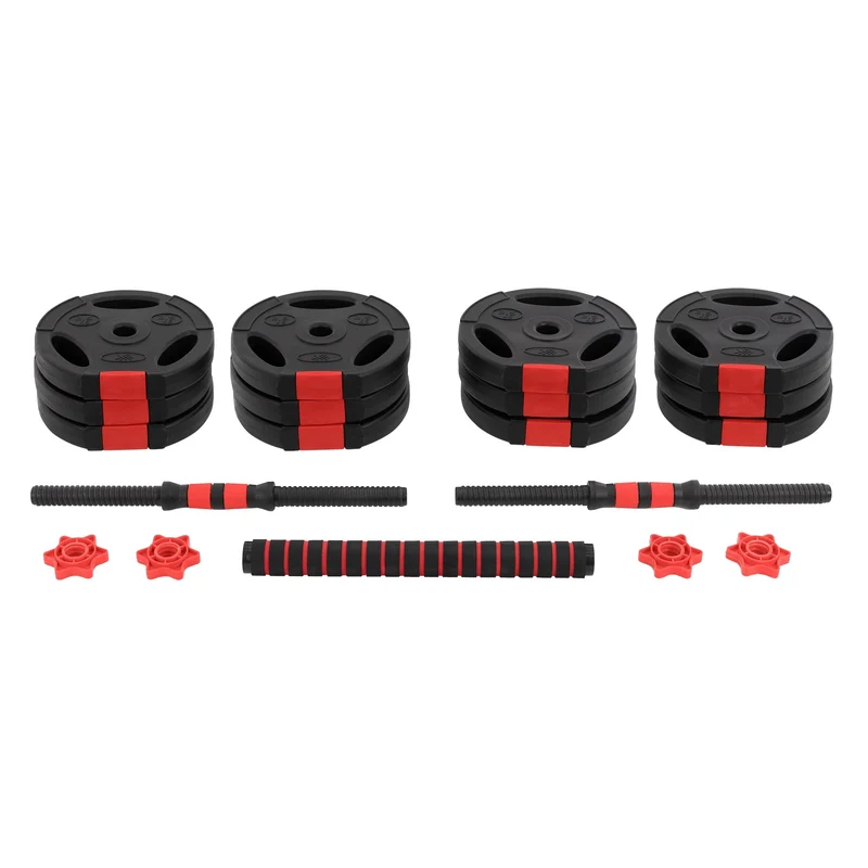 Hantelset Langhantel und Kurzhantel 30 kg 2 in 1 aus PVC und Gummi