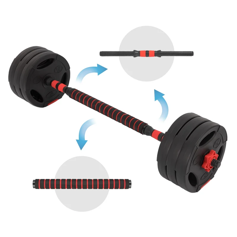 Hantelset Langhantel und Kurzhantel 30 kg 2 in 1 aus PVC und Gummi