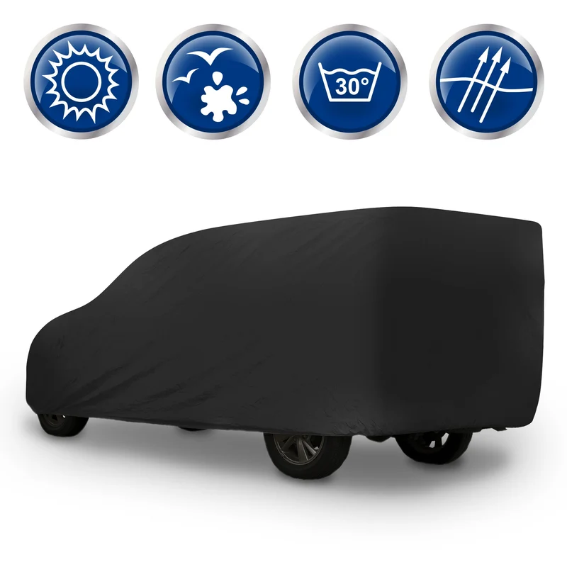 Autoabdeckung Indoor für den VW Bulli 465x157x132 cm Schwarz aus Stretch Satin