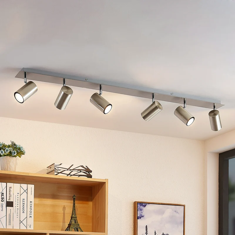 B-Ware Lindby Joffrey Deckenstrahler Deckenleuchte Deckenlampe Leuchte LED 6-fl. nickel