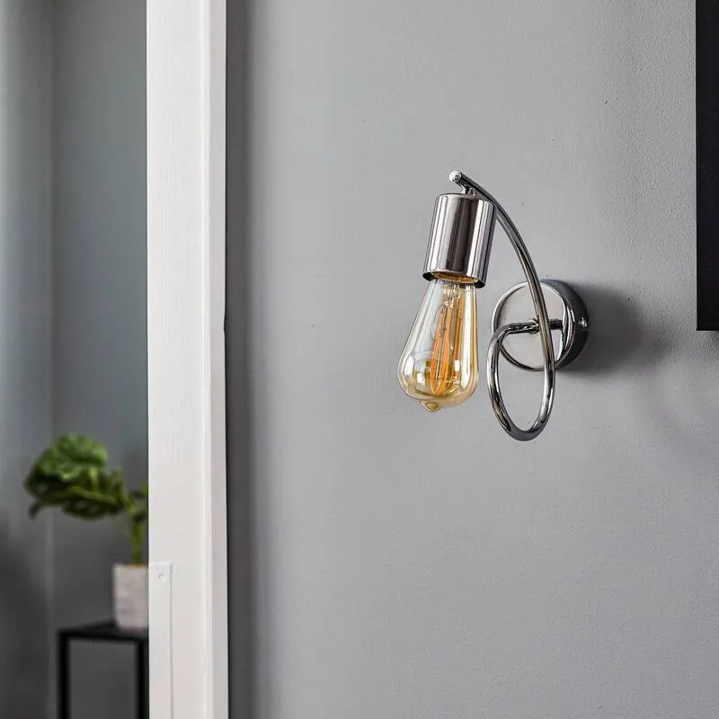 B-Ware Euluna Wandleuchte Wandlampe Tarnow Stahl Silber Wohnzimmer Esszimmer E27