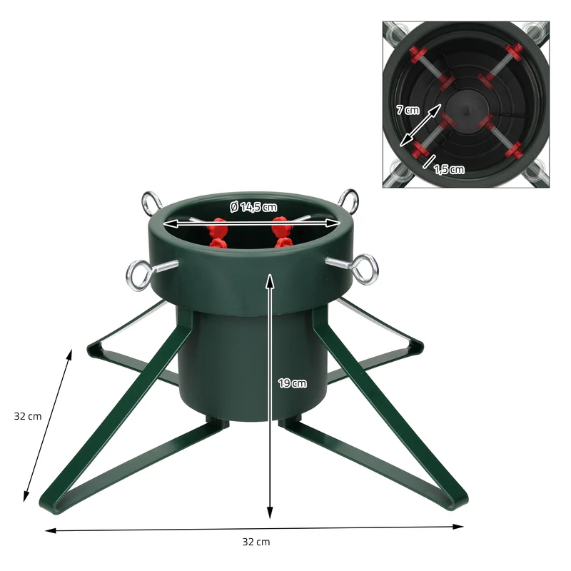 Weihnachtsbaumständer mit Wasserschale Dunkelgrün aus Metall für Bäume bis 210 cm