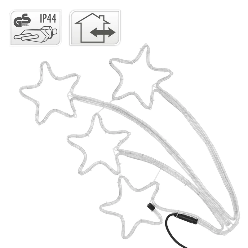 LED Sternschnuppe vierfach mit 216 LED-Birnen 61x57 cm Warmweiß IP44