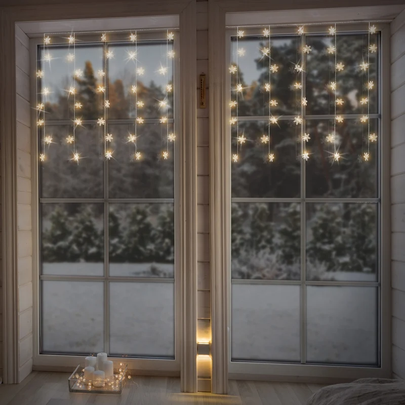 Weihnachtslichterkette LED Lichtervorhang mit 40 Warmweiße LEDs 100 cm inkl. Timer