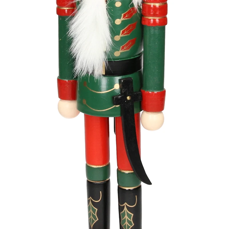 Nussknacker Soldat mit rotem Hut und Säbel 38 cm aus Holz