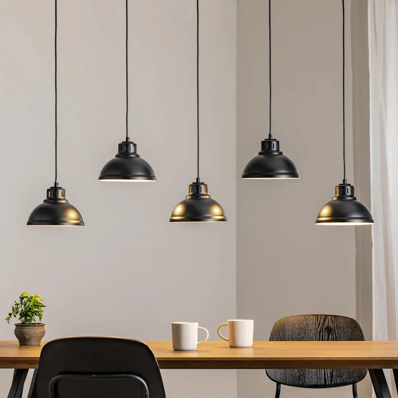 B-Ware Hängeleuchte Sven Pendelleuchte Lampe Schwarz Stahl E27 LED Fassung fünfflammig