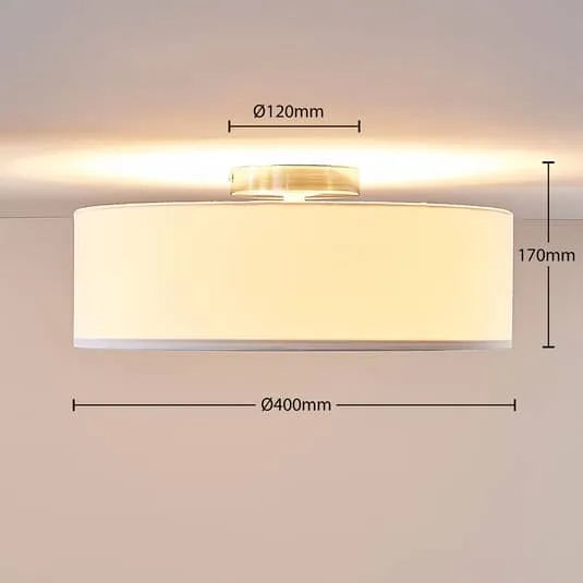 B-Ware Lindby Deckenlampe Sebatin 40 cm weiß rund Deckenlampe Lampe Leuchte Stoff E27