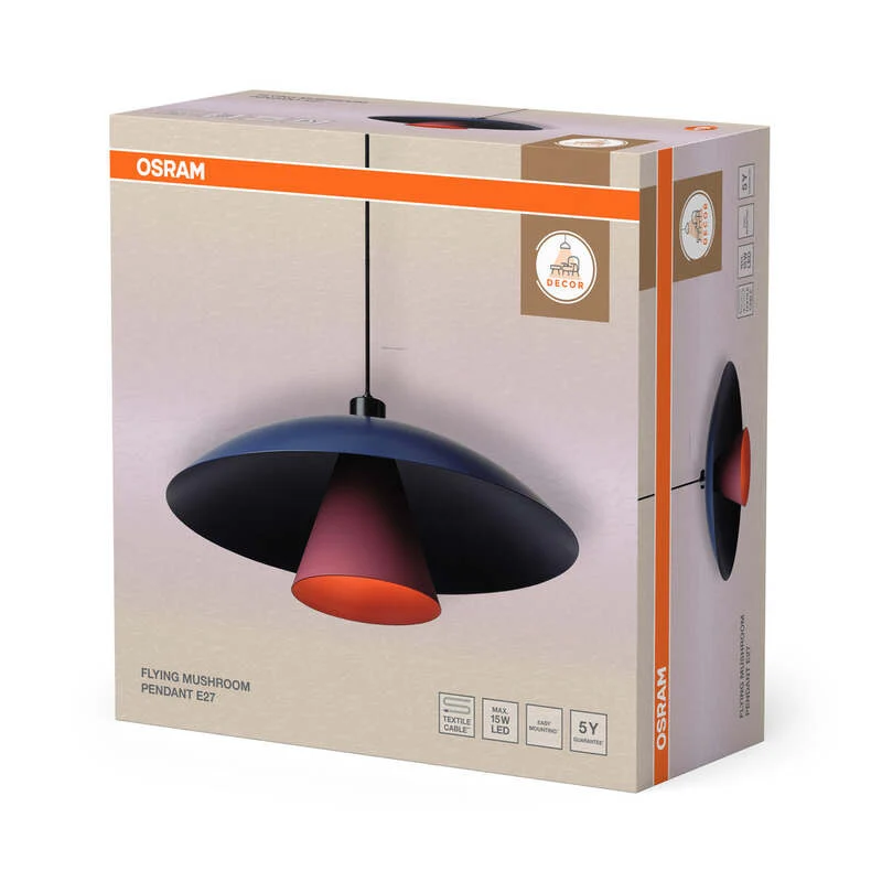 B-Ware OSRAM Pendelleuchte Hängelampe Flying Mushroom E27 LED Leuchte Metall Blau299