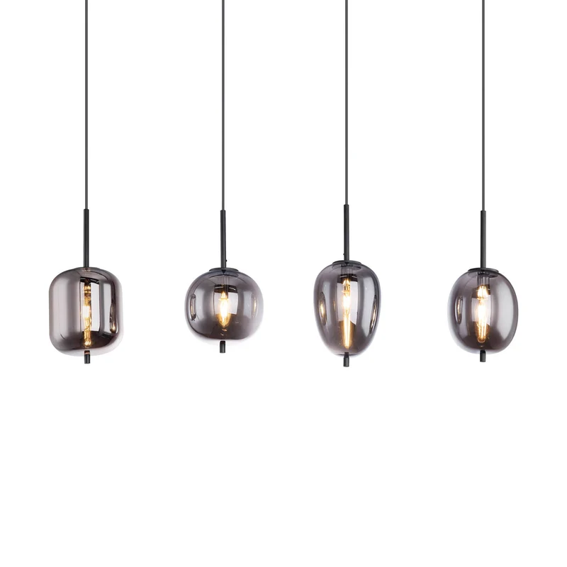B-Ware Globo Hängelampe Pendelleuchte Blacky Glasleuchte Rauchglas dimmbar E14 schwarz