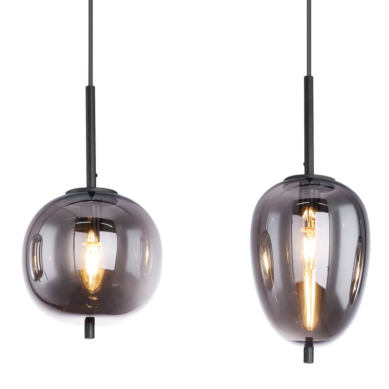 B-Ware Globo Hängelampe Pendelleuchte Blacky Glasleuchte Rauchglas dimmbar E14 schwarz
