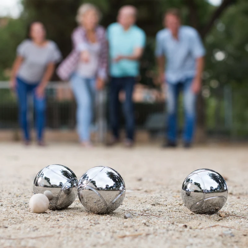 Boules Set 6-Teilig mit Holzkugel und Abstandsmesser inkl. Tragetasche